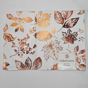 Centerpiece Placemat Benson Mills Gilded Leaves Metallic Foil Print Rectangle‎